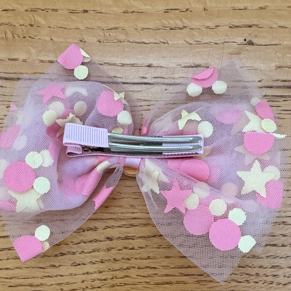 Pink and Cream Star Hair Bow